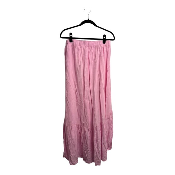 NWT Halara Light Pink Ruffle Split Front Maxi Skirt Elastic Waist Size Large - Picture 5 of 8